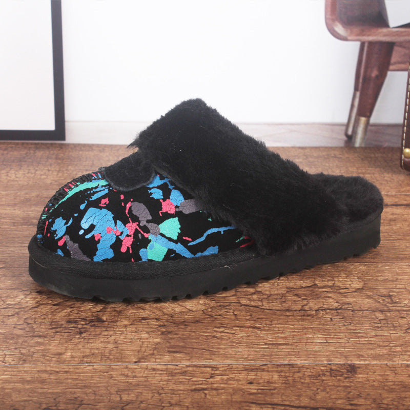 Men's And Women's Cowhide Toe Warm Slippers