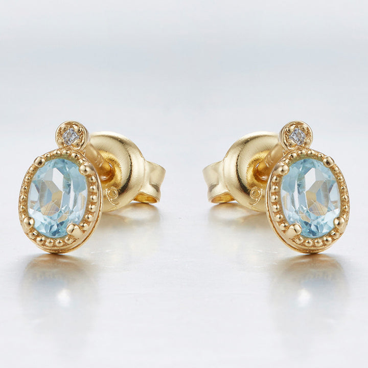 Simple Retro Sky Blue Topa Earrings