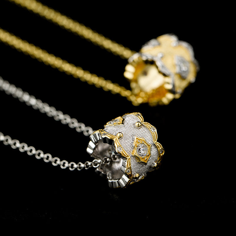 Silver Gilded Fine Brushed Zircon Necklace