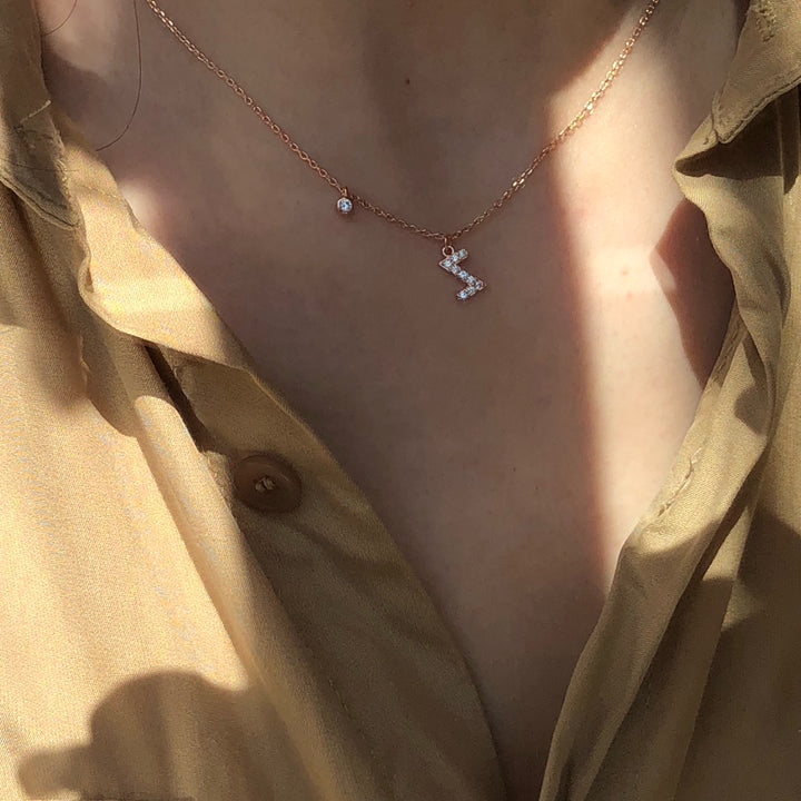 Silver Diamond Letter Temperament Necklace Collar Chain