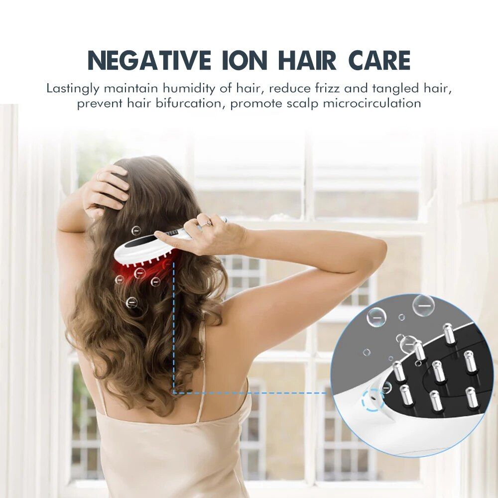 Electric Hair Growth and Scalp Health Massage Comb with Red/Blue Light Therapy