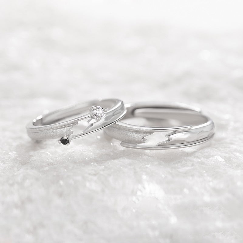 Unexpectedly Encounter Couple Adjustable Ring In Sterling Silver For Simplicity