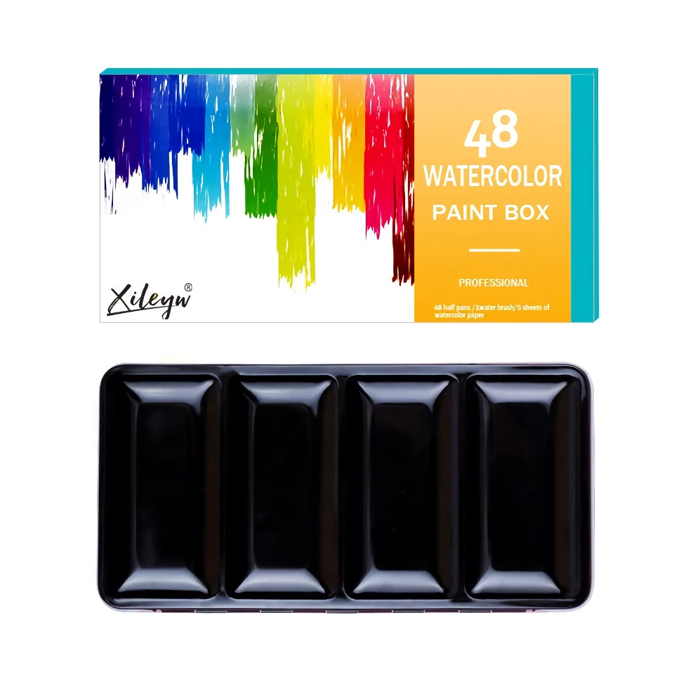 48 Colors Watercolor Paint Set with Water Brushes - Perfect for Artists & Beginners