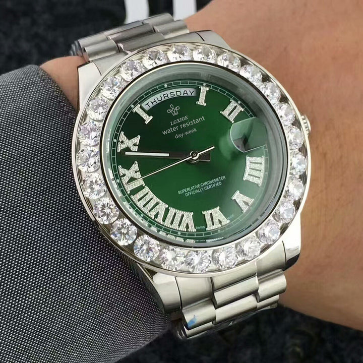 New Big Diamond Luxury Week Calendar Watch Men's Watch