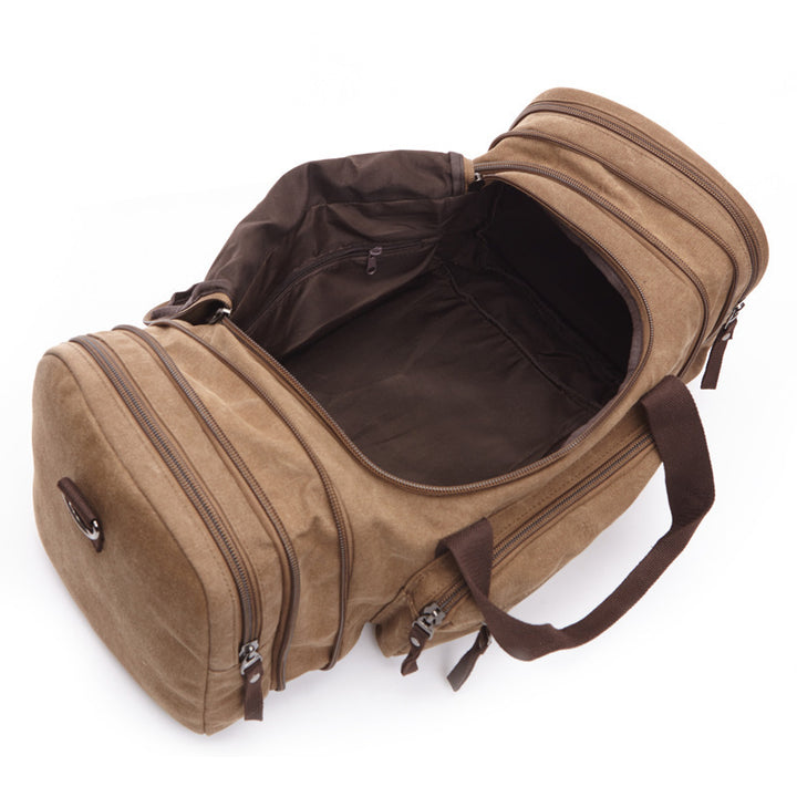 Portable Canvas Messenger Backpack Trendy Large Capacity Casual Shoulder Bag