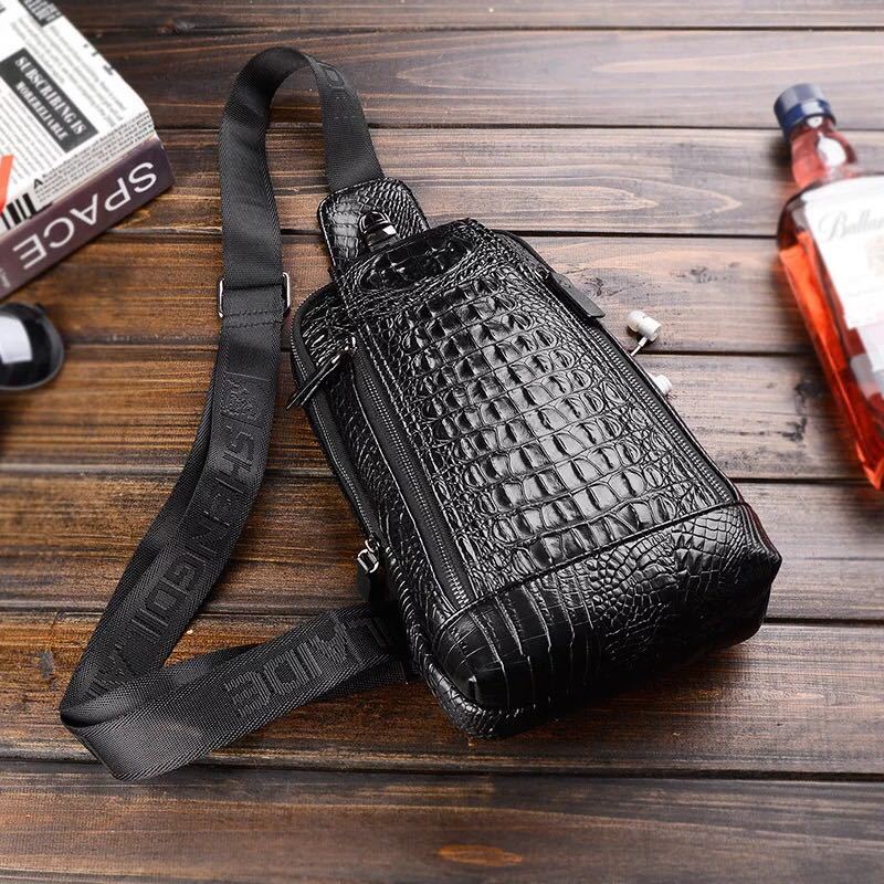 Men's Chest Bag Crocodile Pattern One Shoulder Messenger Bag Fashion One Shoulder