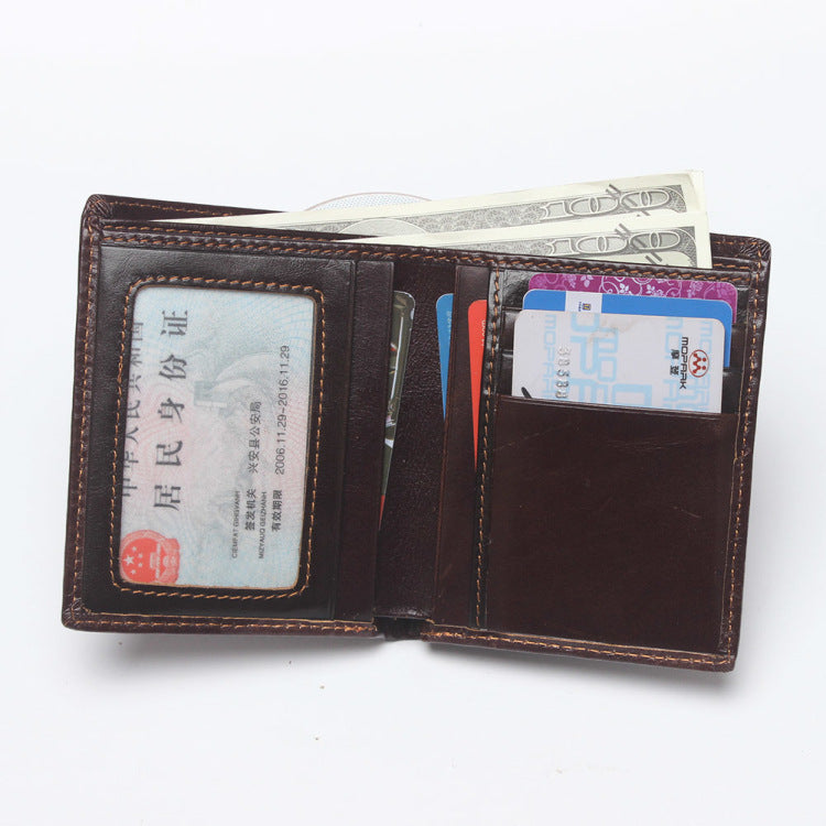 Antimagnetic Simple Leather Men's Wallet With Retro Embossed