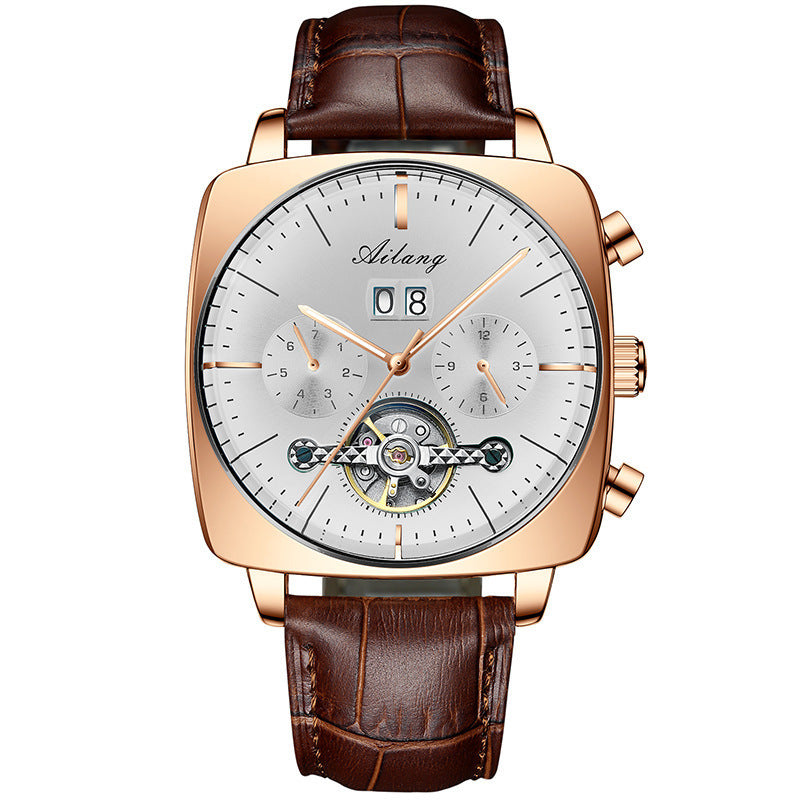 Square Watch Men's Hollow Tourbillon Multi-function Mechanical Watch