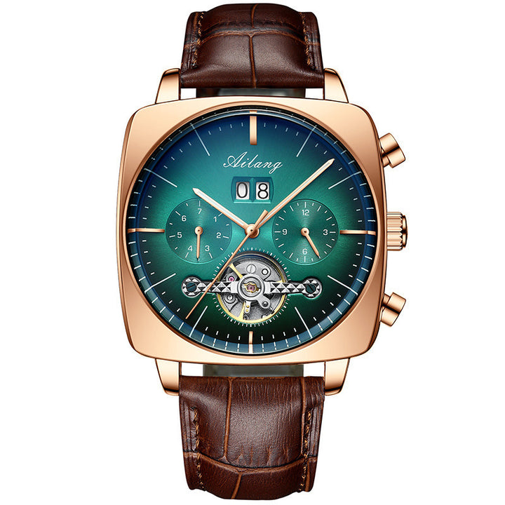 Square Watch Men's Hollow Tourbillon Multi-function Mechanical Watch