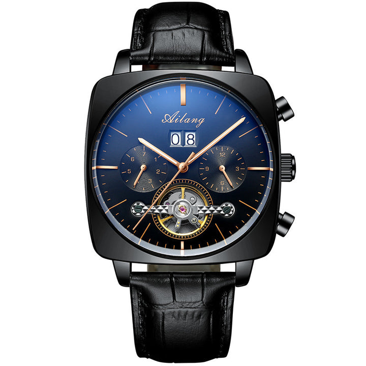 Square Watch Men's Hollow Tourbillon Multi-function Mechanical Watch