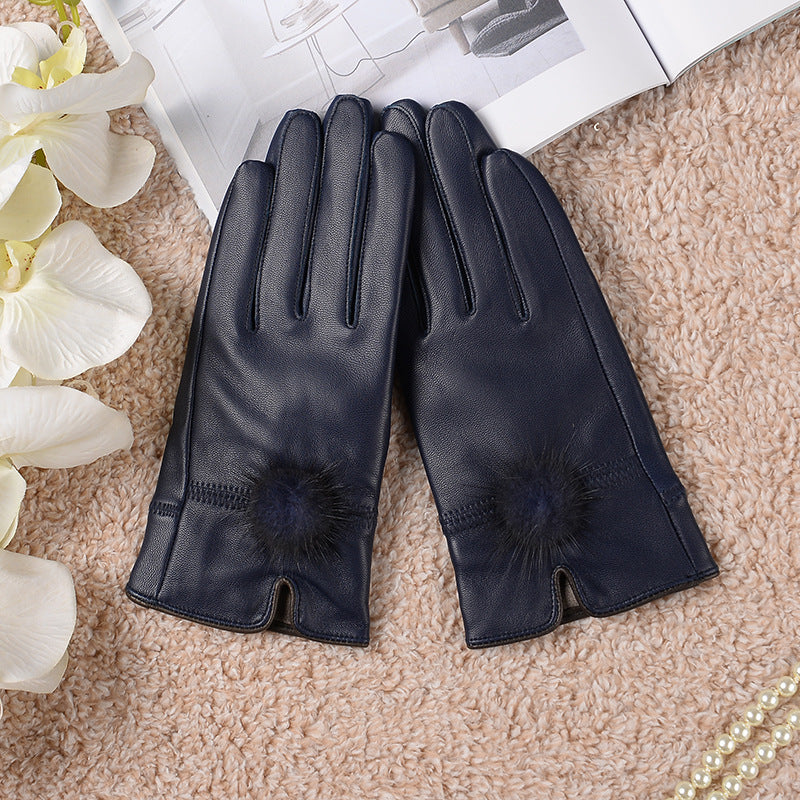 Women's Cute Warm Colored Sheepskin Gloves