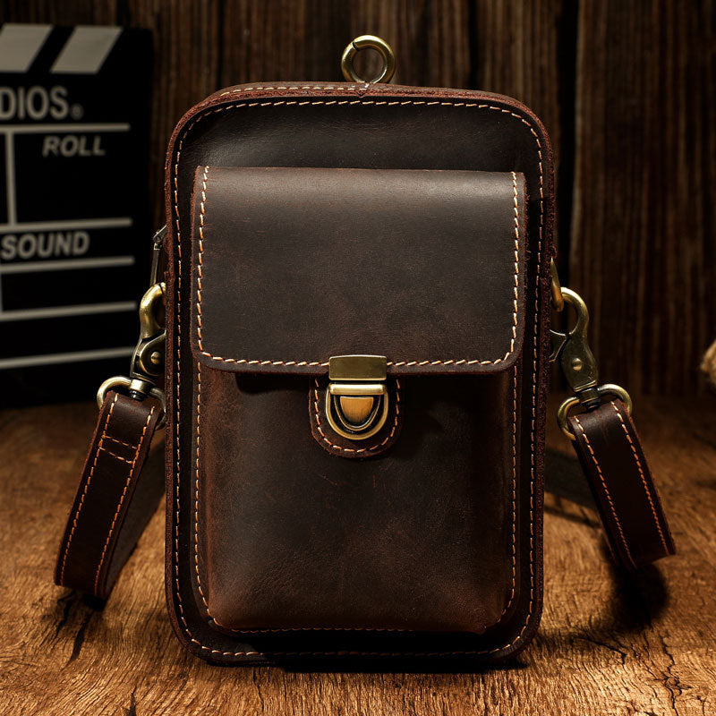 Hand-rubbed leather shoulder messenger bag