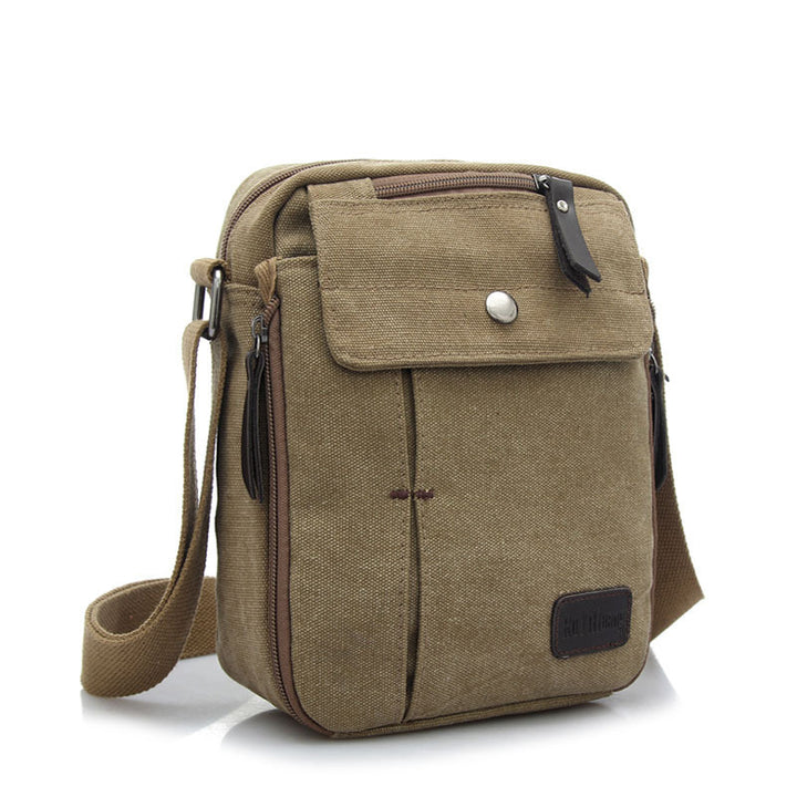 Men's Canvas Bag Shoulder Messenger Small Bag Messenger Bag Leisure Multifunctional Fashion Sports Travel Backpack Korean Version Of The Vertical Style