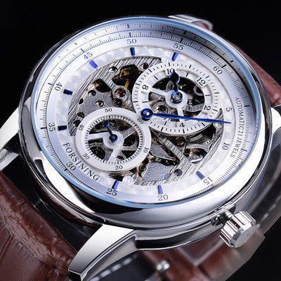 European And American Men'S Fashion Hollow Three-Needle Split Movement Dial Automatic Mechanical Watch