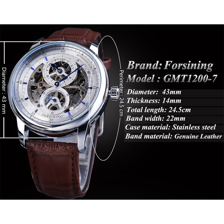 European And American Men'S Fashion Hollow Three-Needle Split Movement Dial Automatic Mechanical Watch