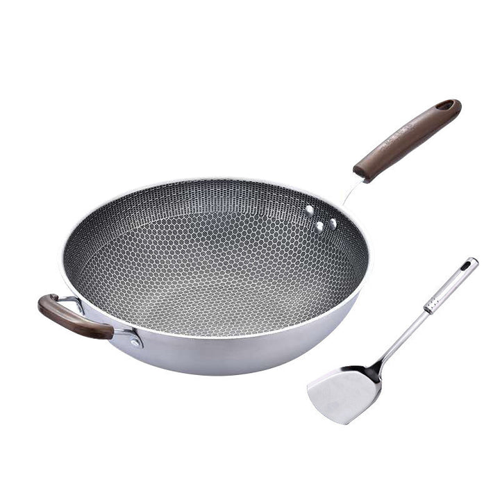 Stainless Steel Wok Non-Stick Pan Uncoated Household Induction Cooker Gas Stove Special Cooking Pan Non-Stick Pan