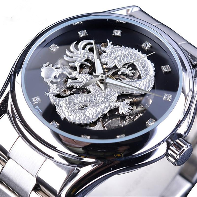 Steel belt dragon watch hollow waterproof automatic mechanical watch