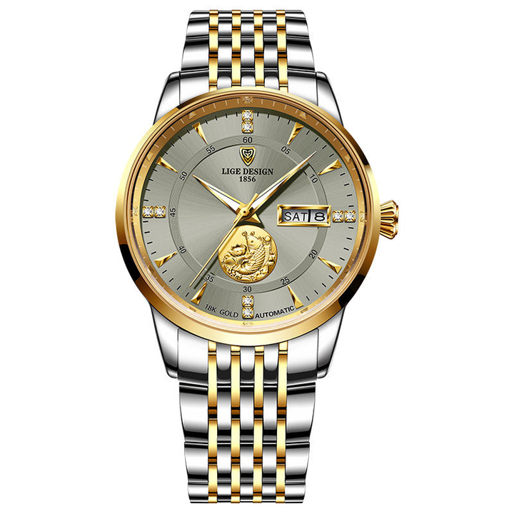 Mechanical Watch Fish Leap Longmen Watch Double Calendar Mechanical Watch Men's Waterproof