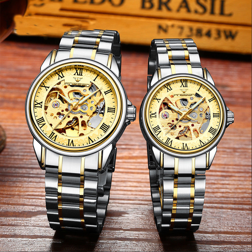 Men'S Watch Waterproof Fashion Student Men'S Watch Double-Sided Hollow Automatic Mechanical Watch