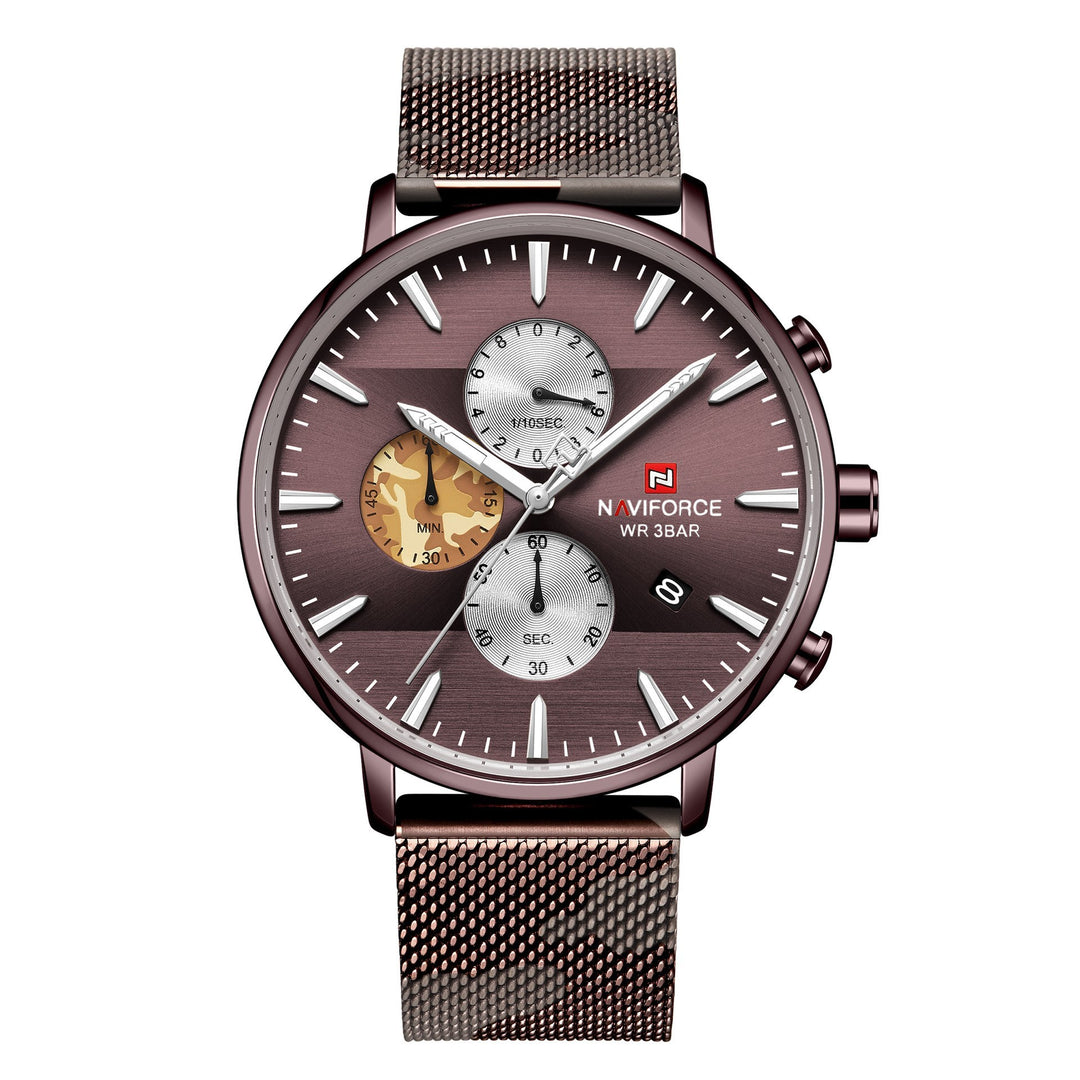 Lingxiang 9169 Mesh Strap Watch Camouflage Strap Men'S Watch Waterproof Quartz Six-Hand Quartz Watch