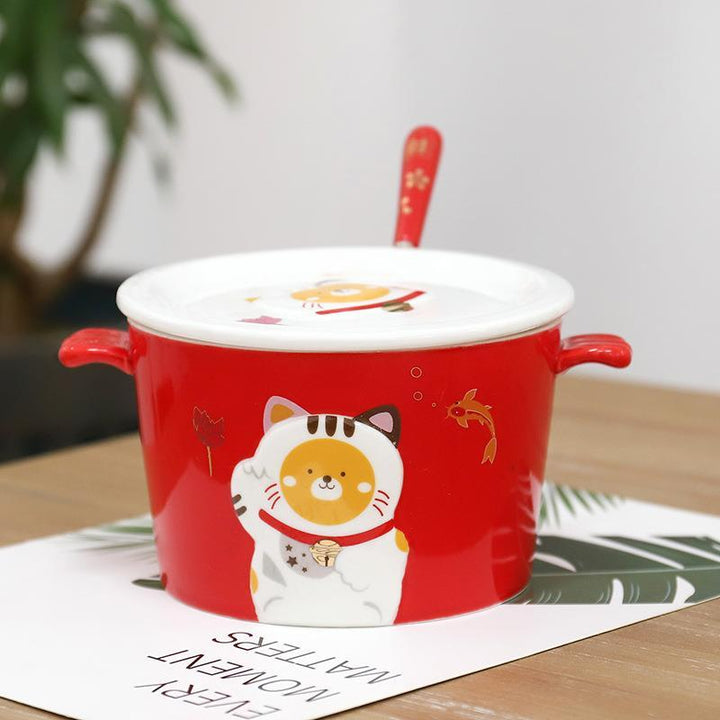 3D Three-Dimensional Relief Cartoon Ceramic Instant Noodle Bowl