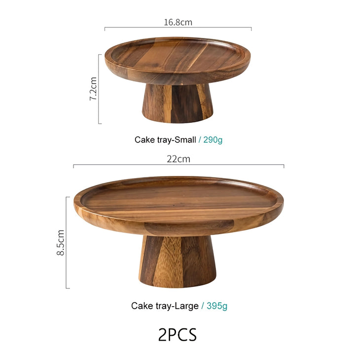 Creative Acacia Wood High-Foot Cake Plate and Dessert Display Stand