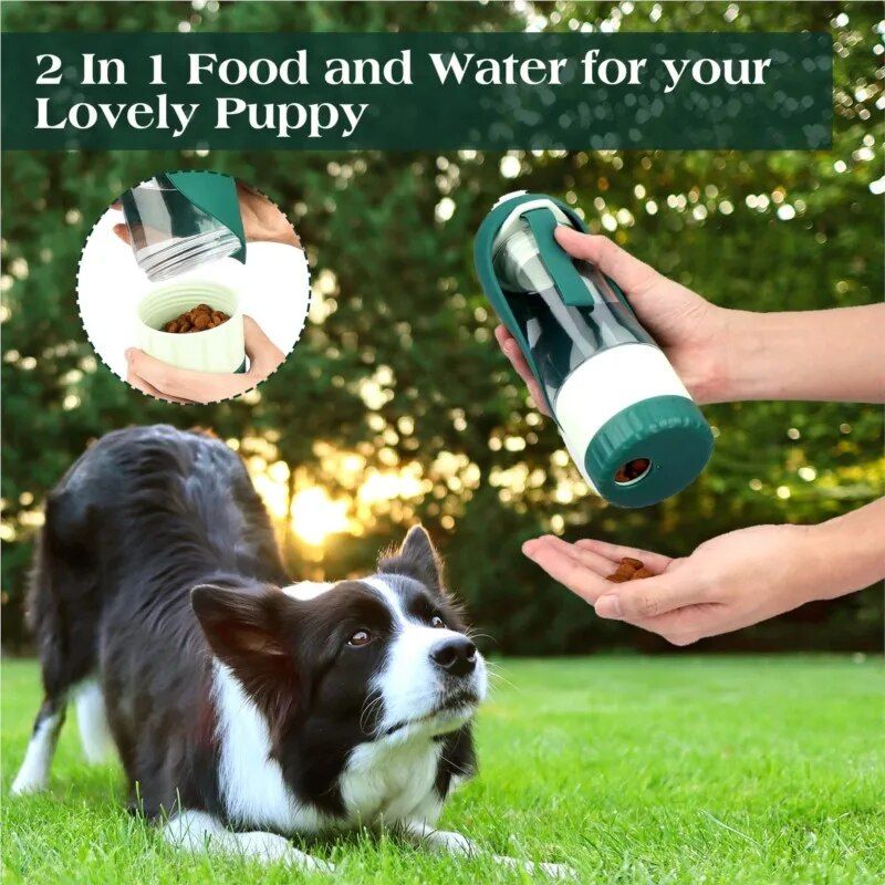 2-in-1 Portable Pet Water Bottle and Food Dispenser for Dogs