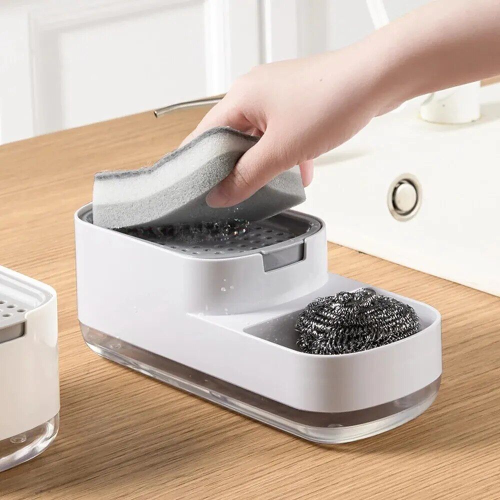 Kitchen & Bathroom Multi-Functional Soap Dispenser with Sponge Holder