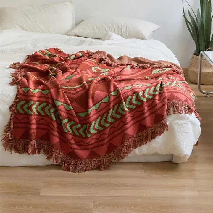 Indian Tribal Geometric Pattern Throw Blanket