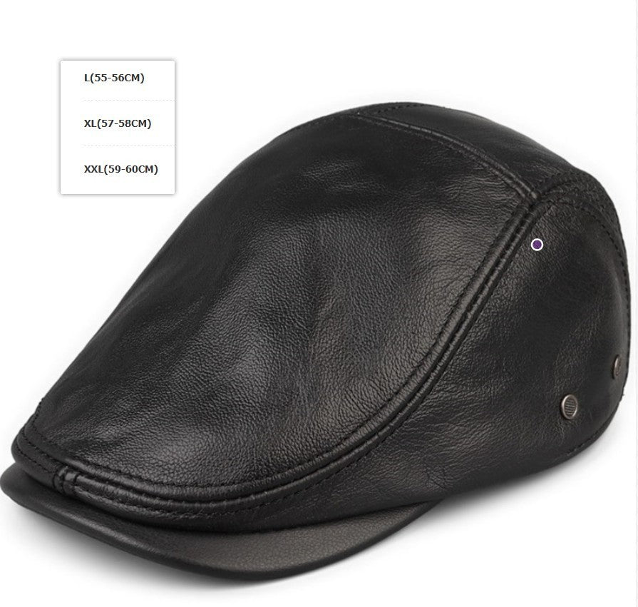 Autumn And Winter Cowhide Men's Leather Hat Thin Middle-aged