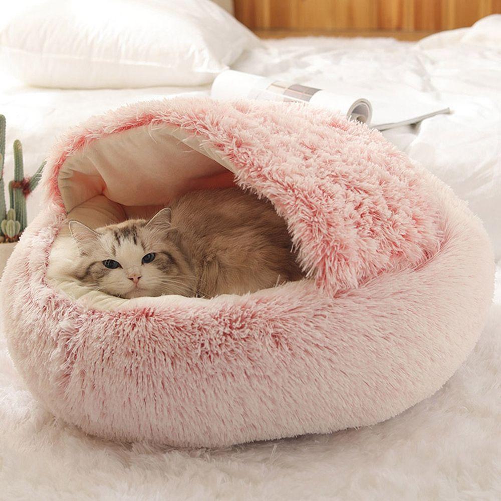 Warm Long Plush Cat Bed