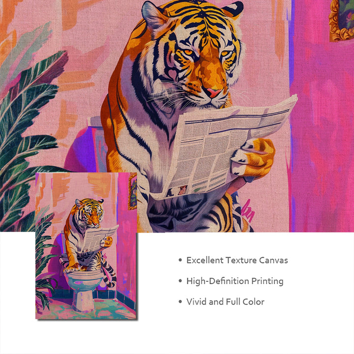 Animal Tiger in a Bathroom Canvas Print