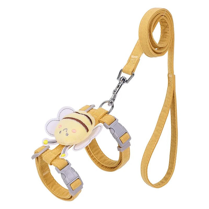 Cute Bee Adjustable Cat Harness Leash for Safe Outdoor Walks