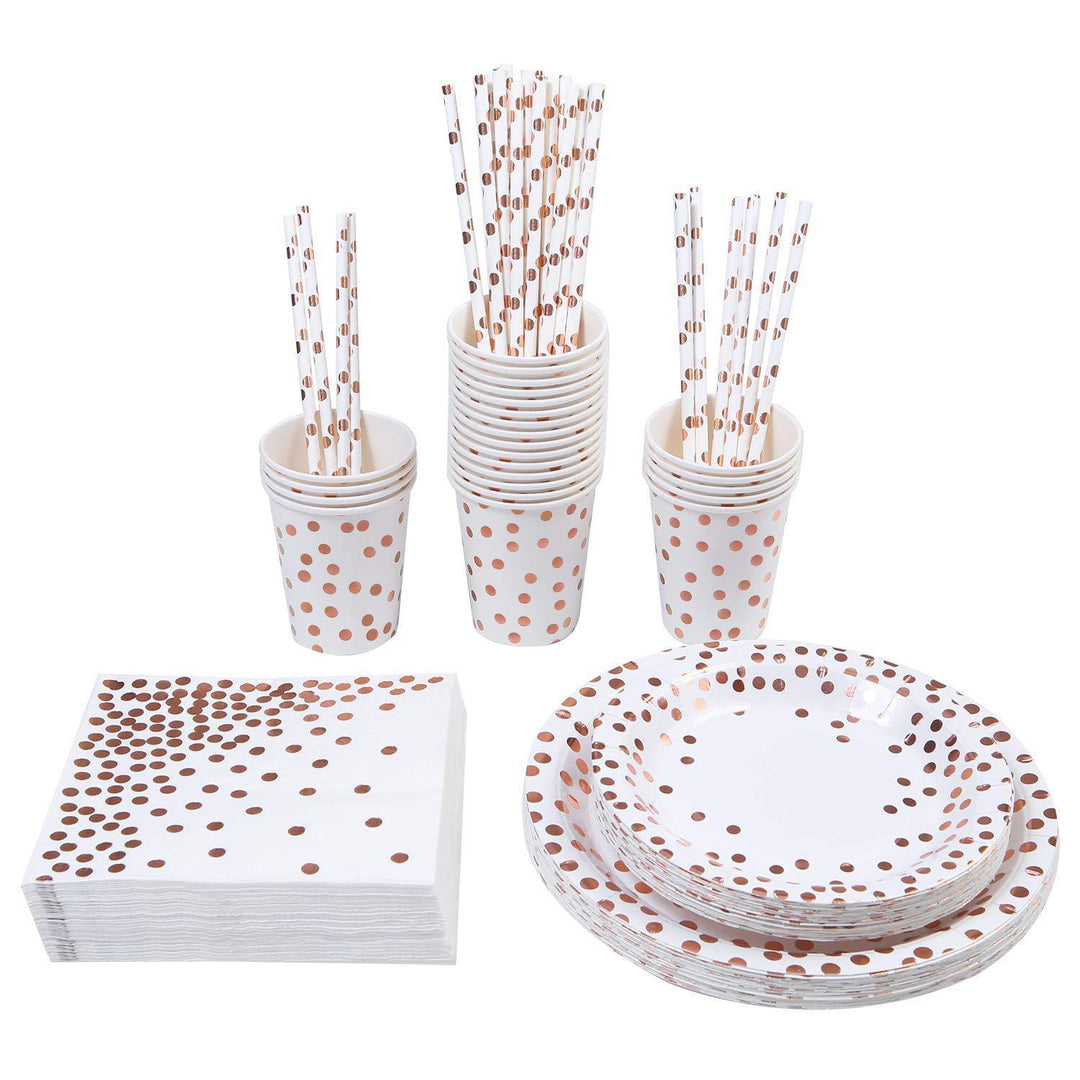 Rose Gold Bronzing Disposable Tableware Set