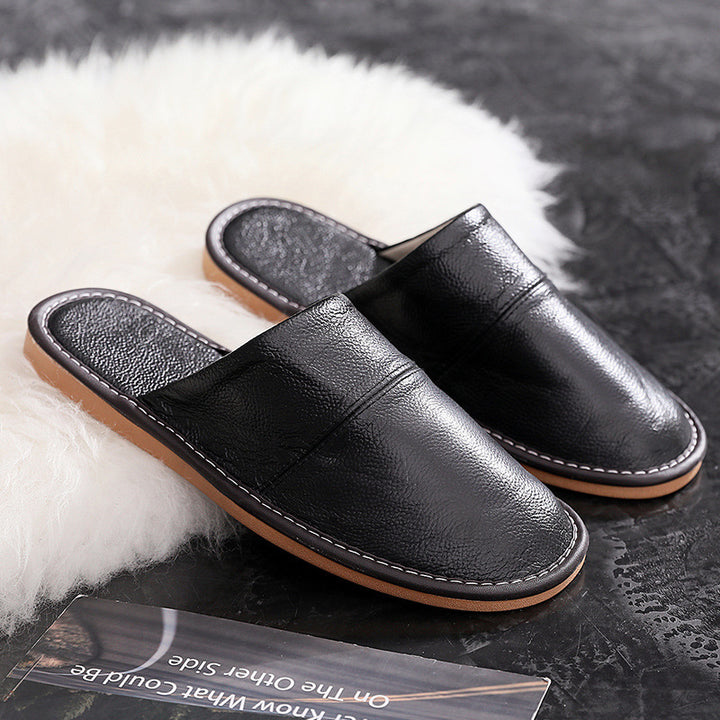 Light Luxury High-grade Baotou Leather Slippers Women Spring And Autumn Non-slip Mute