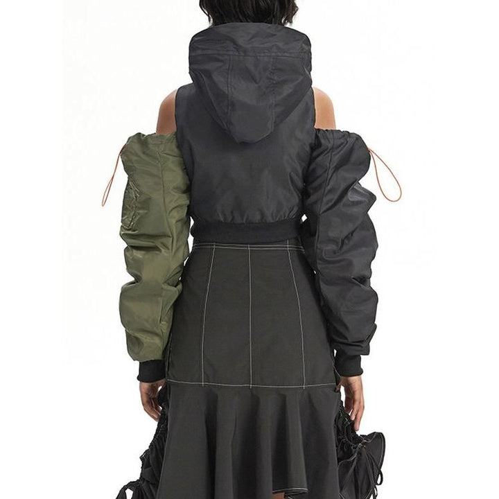 Women's Asymmetric Hooded Patchwork Jacket