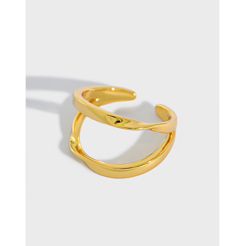 Women's Fashionable And Versatile Minimalist Double Twisted Line Ring