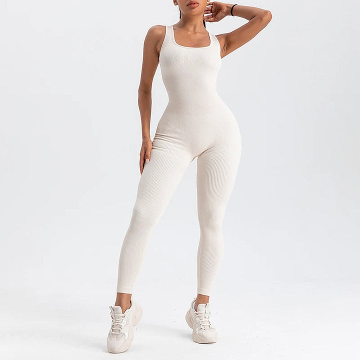 Square Neck Bodycon Yoga Jumpsuit