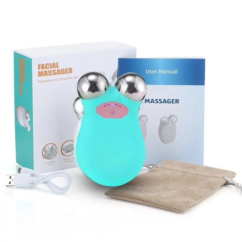 5-Gear Rechargeable Face Massager: Electric Micro-Current & 3D EMS Firming Technology