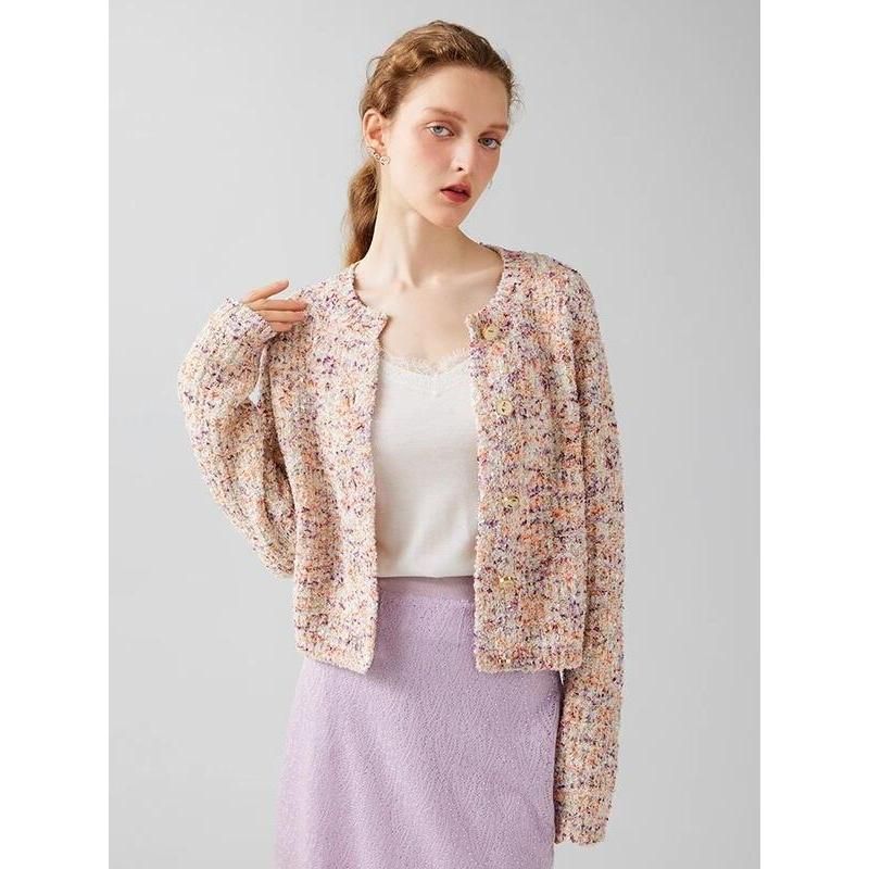 Elegant Geometric Pattern Short Cardigan for Women