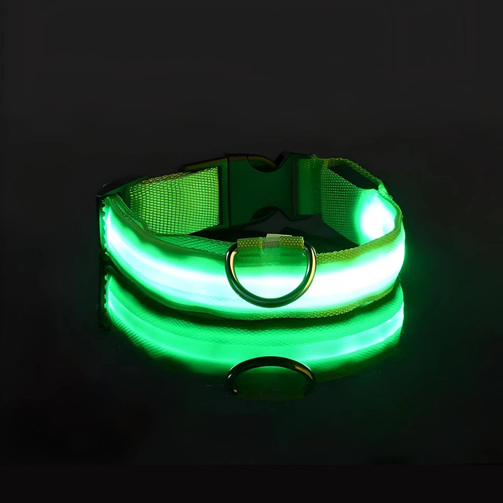 Adjustable LED Dog Collar - USB Rechargeable, Flashing Safety Light, Multiple Sizes