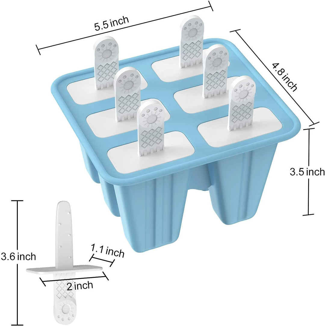 6-Cavity Reusable Silicone Ice Pop Molds