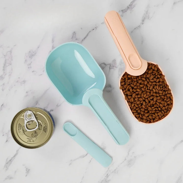 3-in-1 Multifunction Cat and Dog Food Scoop with Sealing Bag Clip