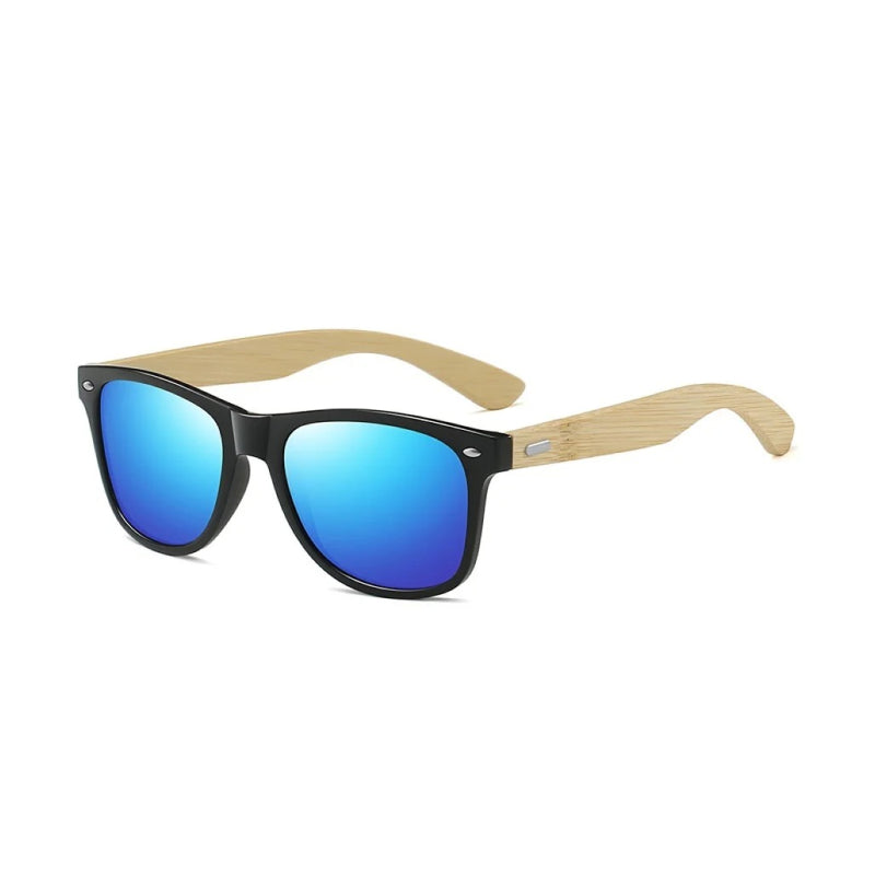 Vintage Bamboo Wood Square Sunglasses