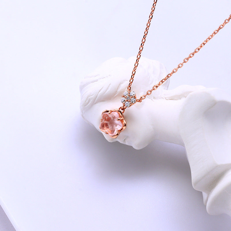 Natural Powder Crystal, Tender And Energetic, Girl's Heart Chain
