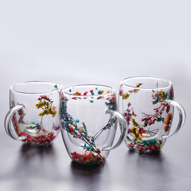 Double Wall Glass Tea Mug with Handle