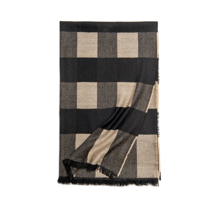 Luxurious Wool Plaid Winter Scarf