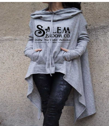 Autumn And Winter Mid-length Long Sleeve Large Size Irregular Hooded Sweater Casual Top