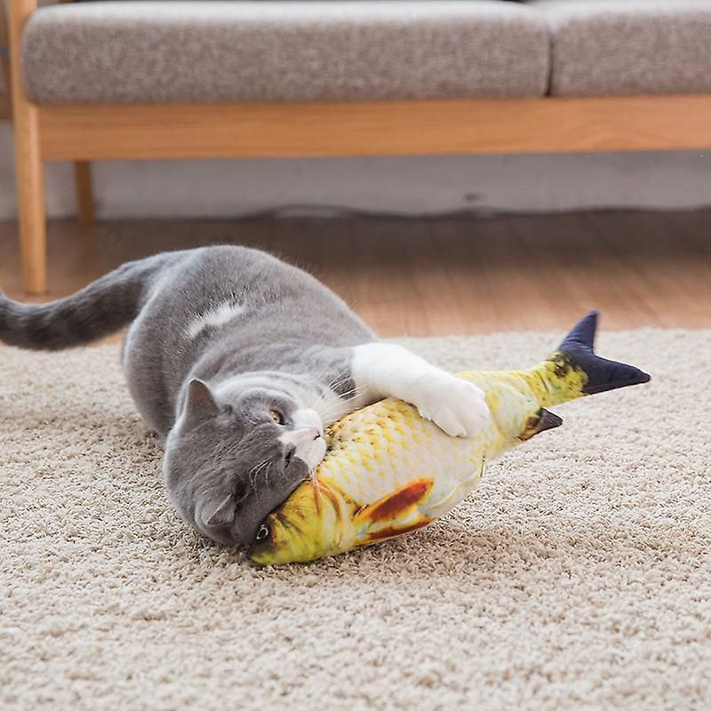 Interactive 3D Plush Fish Toy for Cats