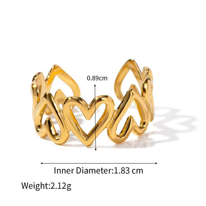 Adjustable Heart Open Ring – Stainless Steel Waterproof Jewelry